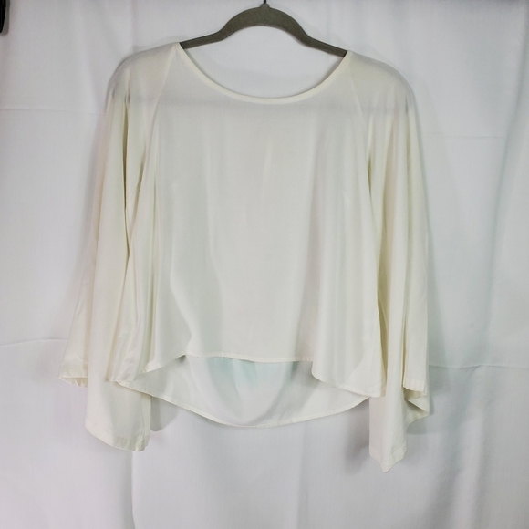 Sundress Fringe and Beaded thin white long bell sleeve top size Small - Picture 3 of 8